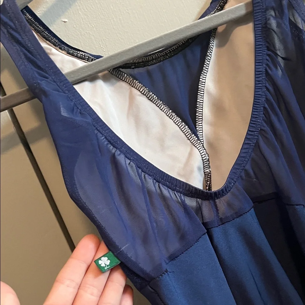 Lucky Leo Elegant Navy Blue velvet Women's leotard - Picture 3 of 4